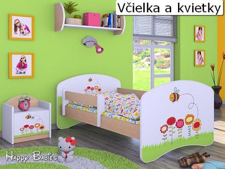 Detská postieľka happy 140x70 cm farebná+ matrac, šírka (cm): 70,dĺžka (cm): 140