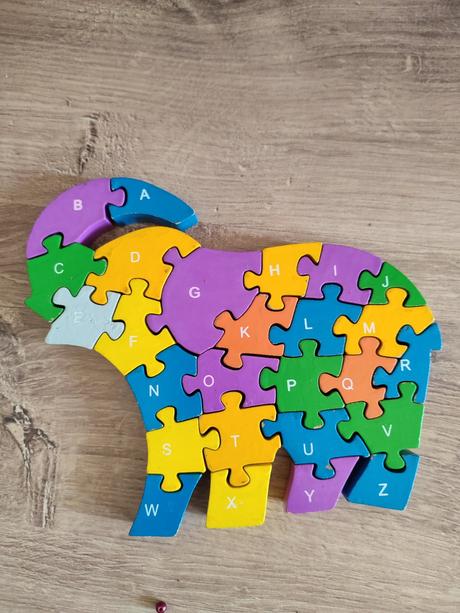 Drevené puzzle slon, 