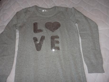 Predĺžený svetrík s flitrovaným nápisom 164/170, bonprix,164