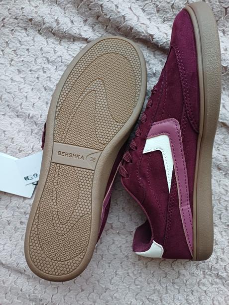 Krásne štýlové burgundy tenisky bershka veľ.38, bershka,38