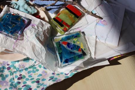 Sada umeleckých obrázkov 4x, do interiér, prívesky, 