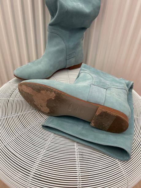 Dámske čižmy semiš modré, hugo boss,36