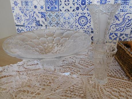 Brúsené sklo, misa váza vázička, 