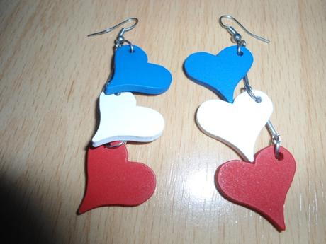 Bielo-modro-cervene srdiecka - nausnice, 