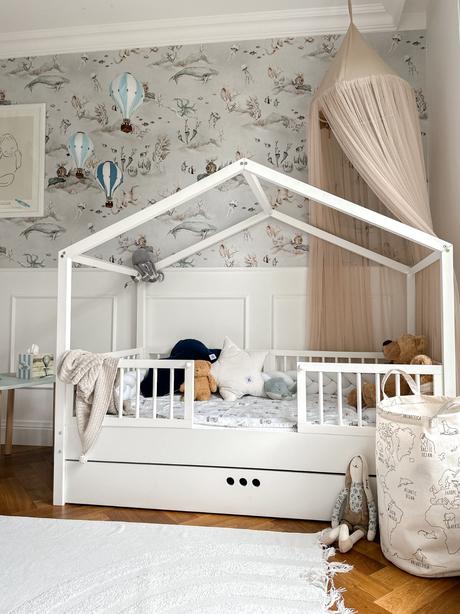 Posteľ domček dream nest snow 80x160 cm-s bariérou, šírka (cm): 80,dĺžka (cm): 160