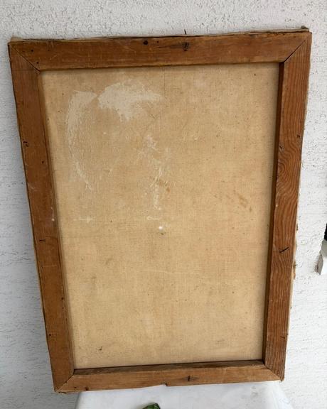Starozitny malovany obraz baletka dama velky 70x49,