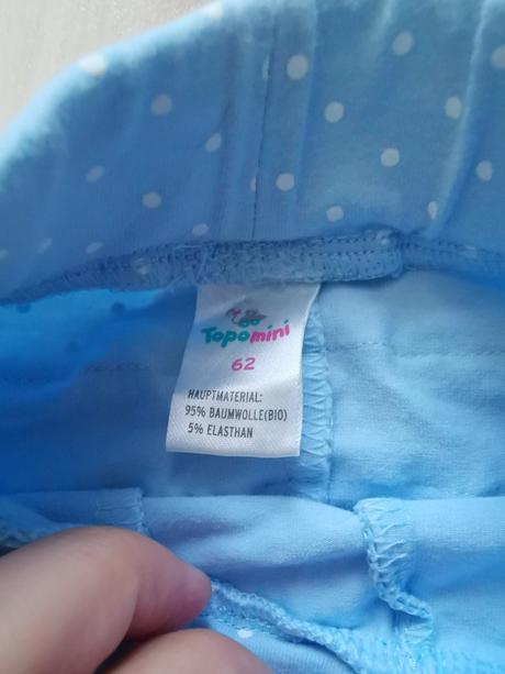 Modré bodkované tepláky, topomini,62