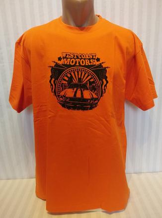 Pánske oranžové tričko west coast motors, jhk, xxl, xxl