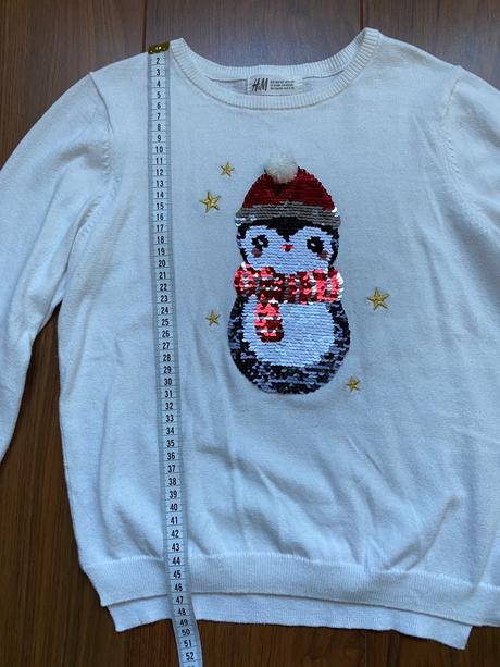 Pekný svetrík so zimným motívom, h&m,134