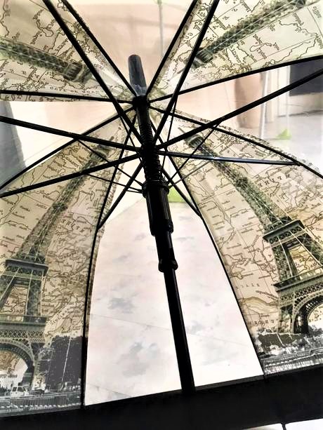 Priesvitný hlboký dáždnik eiffelovka, 