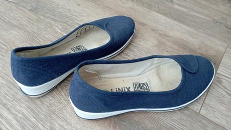 Plátené balerínky na vyvýšenom podpätku, 37