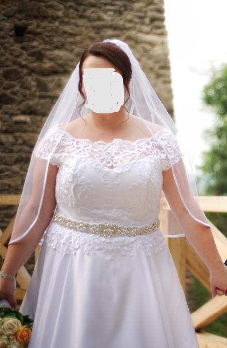 Krásne snehobiele saténové svadobné šaty, roly,48