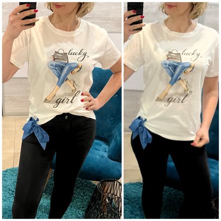 Tričko s potlačou a mašličkou (s/m), m / s