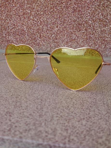 Žlté srdiečkové pilotky - slnečné okuliare, 