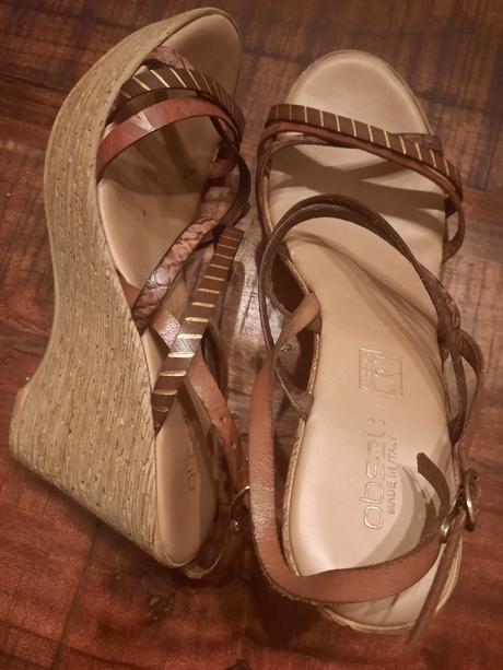 Remienkove kožené topánky na platforme sandaly, 38