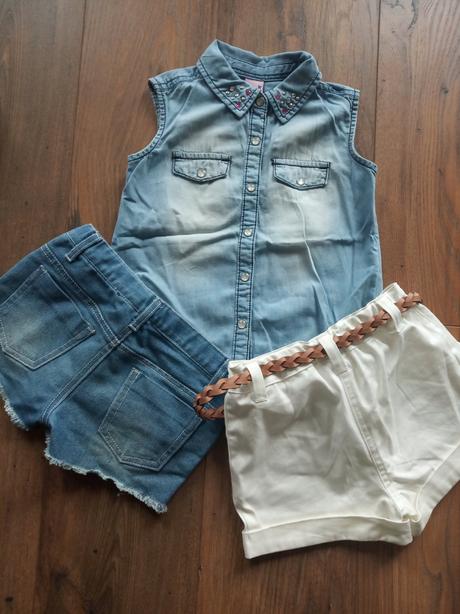 Set pre dievčatko riflová košieľka + 2ks kraťasy, next,110