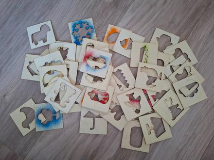 50x drevená šablóna pre deti,