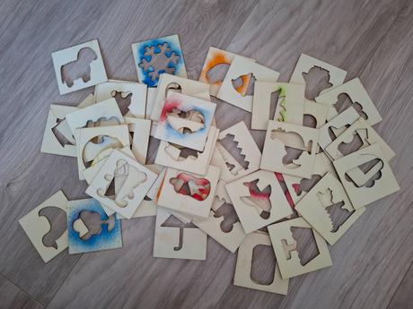 50x drevená šablóna pre deti,