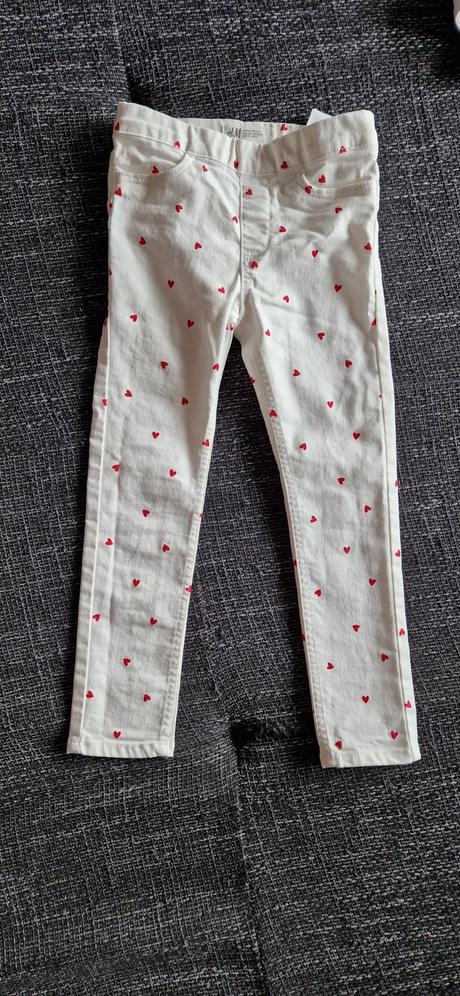 Biele nohavice so sedieckami 4-5 r, h&m,104
