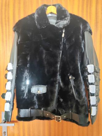 Koženková bunda s kožušinou, 46