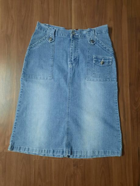 Super riflová sukňa pod kolená, l