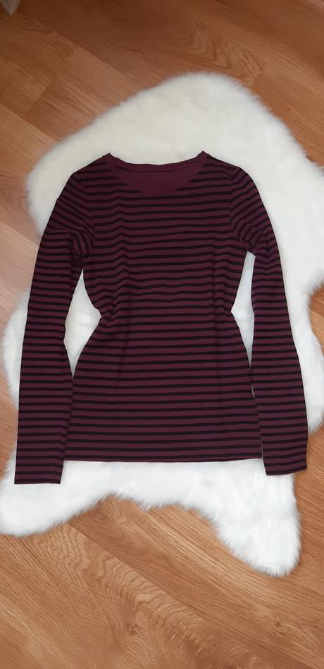 Bordové tričko s pásikmi, new yorker,xs