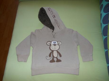 Opičková mikinka s chlpatkovou kapuckou next 98, next,98