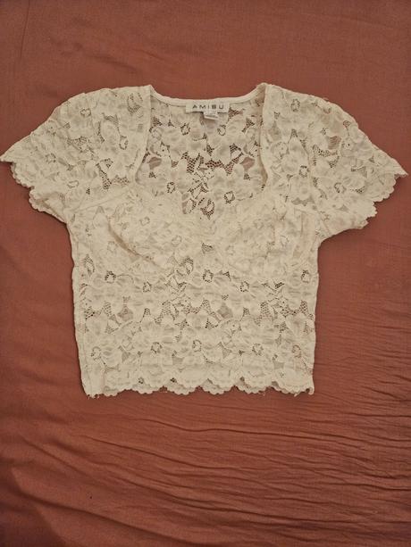 Amisu crop top čipkované, amisu,xs