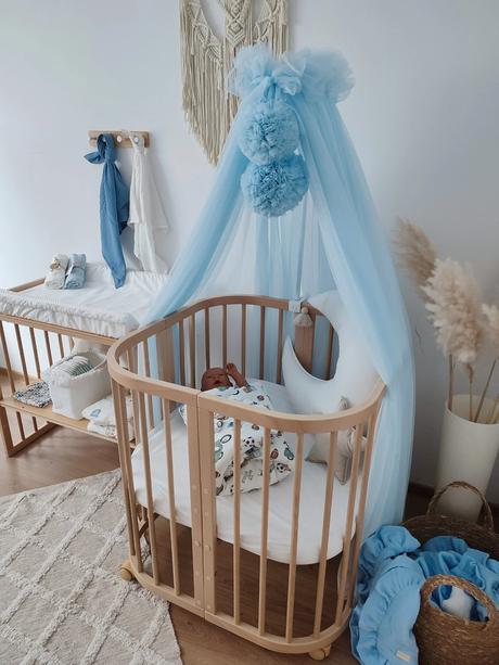 Tylový baldachýn pom modrá,