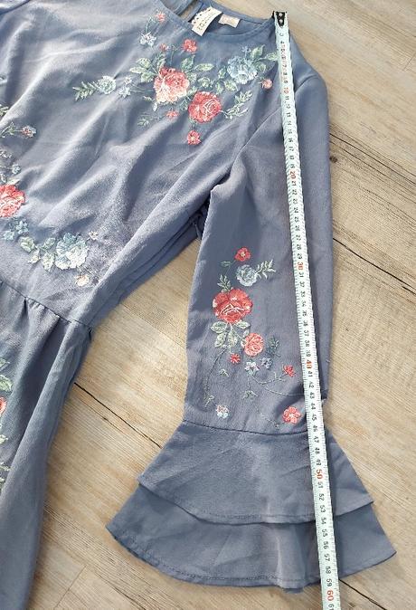 Modré vyšívané šaty, h&m,36