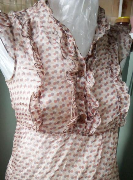 Kaos značka100 hodvábna tunika s volánikmi s/m, m