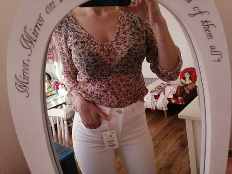 Transparentný kvetovaný top, h&m,s