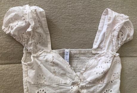 Biela madeirová crop blúzka s/36, amisu,s