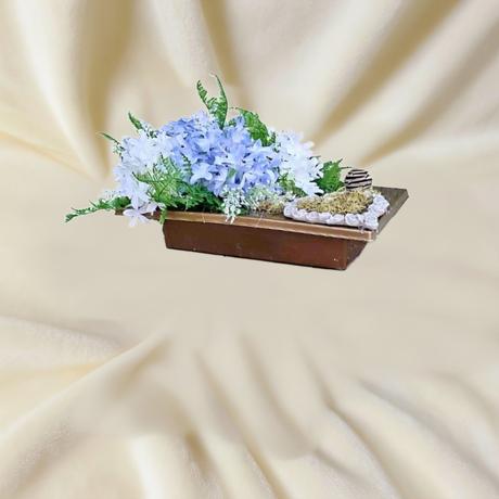 Modro zlatá ikebanka na dušičky, na hrobček, 