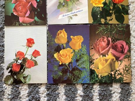 Retro ružičkové pohľadnice 80-90te roky 6ks, 