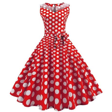 Cervene polka dot saty, l / xl