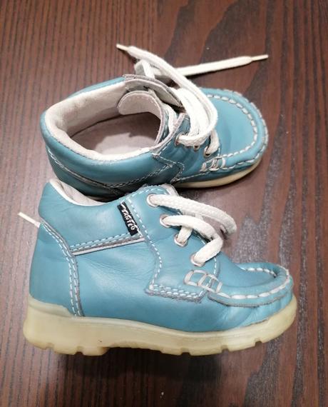 Modré kožené topánočky, santé,19