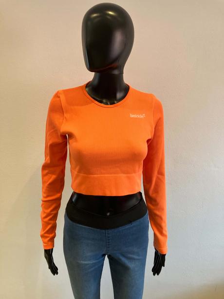 Dámske crop top tričko neónovo oranžové, s