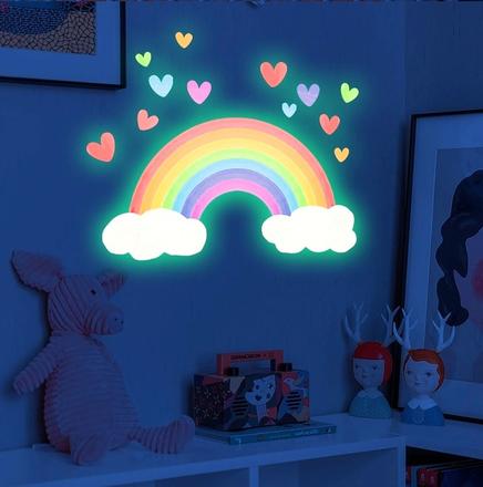 Nálepka na stenu - dúha svietiaca v tme, 
