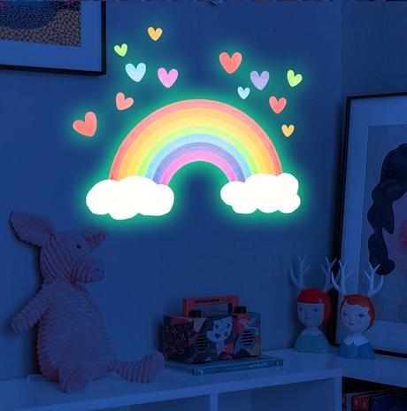Nálepka na stenu - dúha svietiaca v tme,