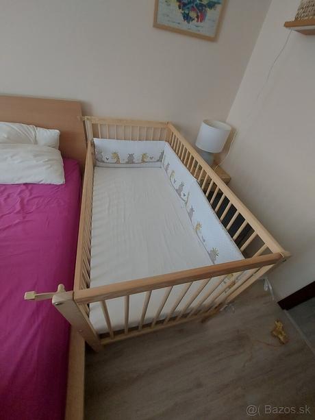 Nová borovicová postieľka s matracom a výbavou, šírka (cm): 75,dĺžka (cm): 140