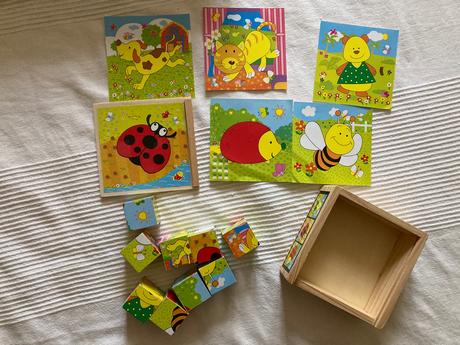 Drevené kocky zvieratká 6 obrázkov, 