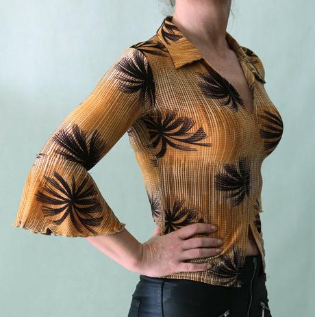 Elastická blúzka s palmami a striebornou nitkou, abercrombie&fitch,s