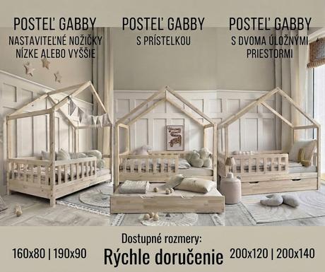 Detská posteľ domček,masív, rôzne veľkosti, šírka (cm): 90,dĺžka (cm): 200