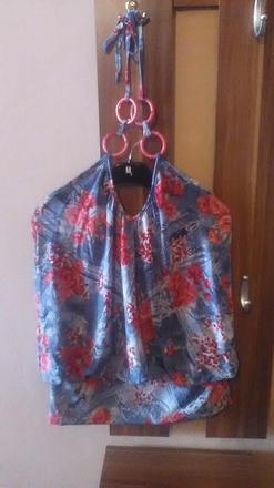 Tielko modré s kvetmi, m