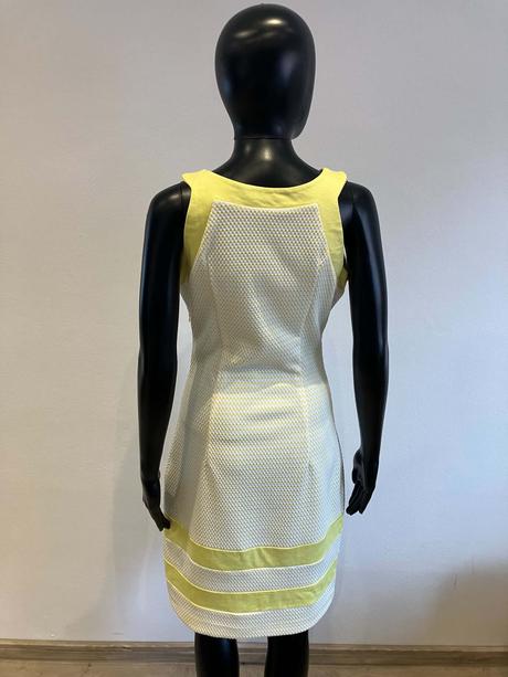 Dámske elegantné šaty žlto biele rouge (m), m