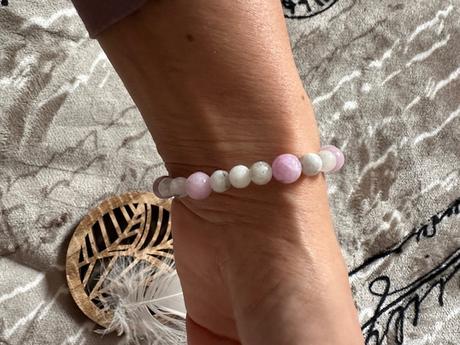 Náramok mesačný kameň + kunzit,