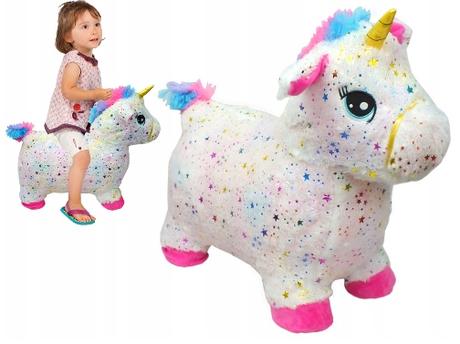 Skákací nafukovací jednorožec s plyšovým poťahom, 