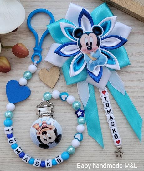 Šnúrka na cumlik a mašla na kočík disney,