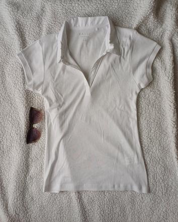 Biele tričko s golierom, gate,38 / 40 / m